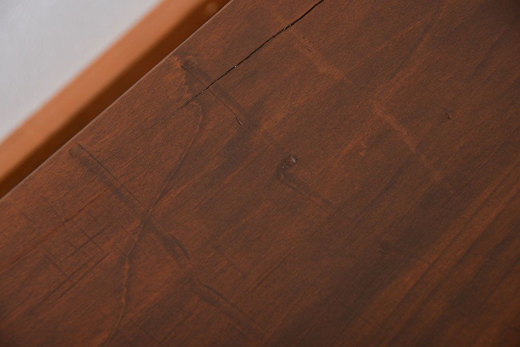 レトロ家具　昭和レトロ　天板一枚板　古材を使った鉄脚ベンチ(4)