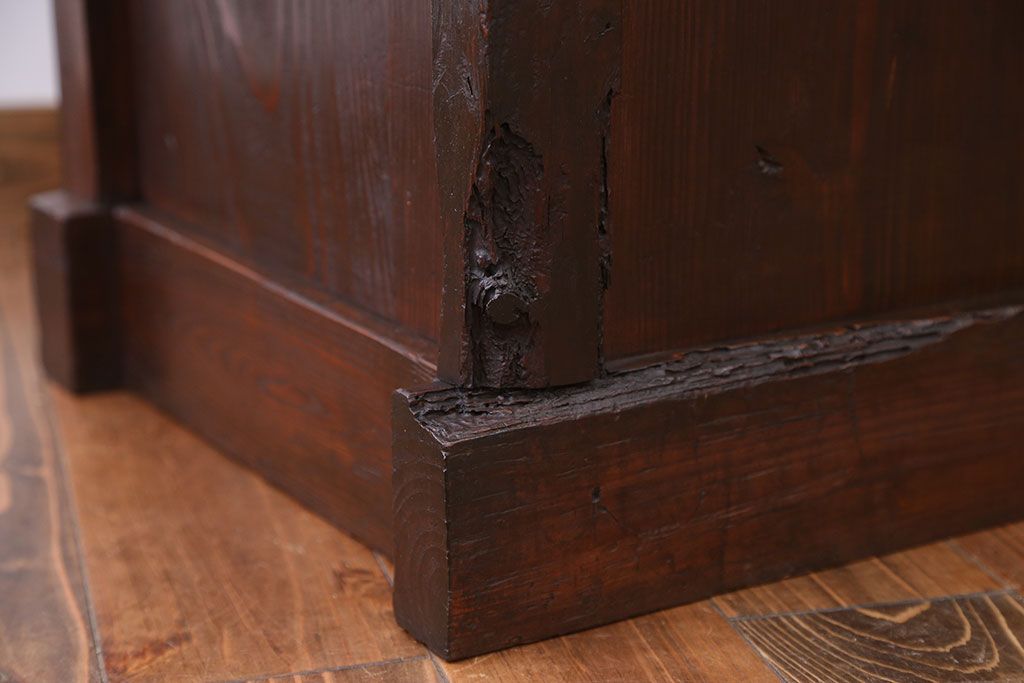 アンティーク家具　古民具・骨董 前面桜材と欅材の帳場箪笥(時代箪笥)(2)