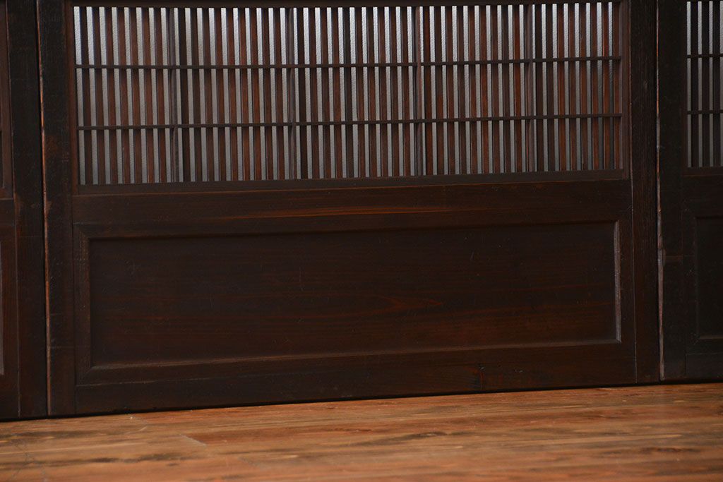 古民具・骨董 シックな裏障子付き格子戸4枚セット(2)