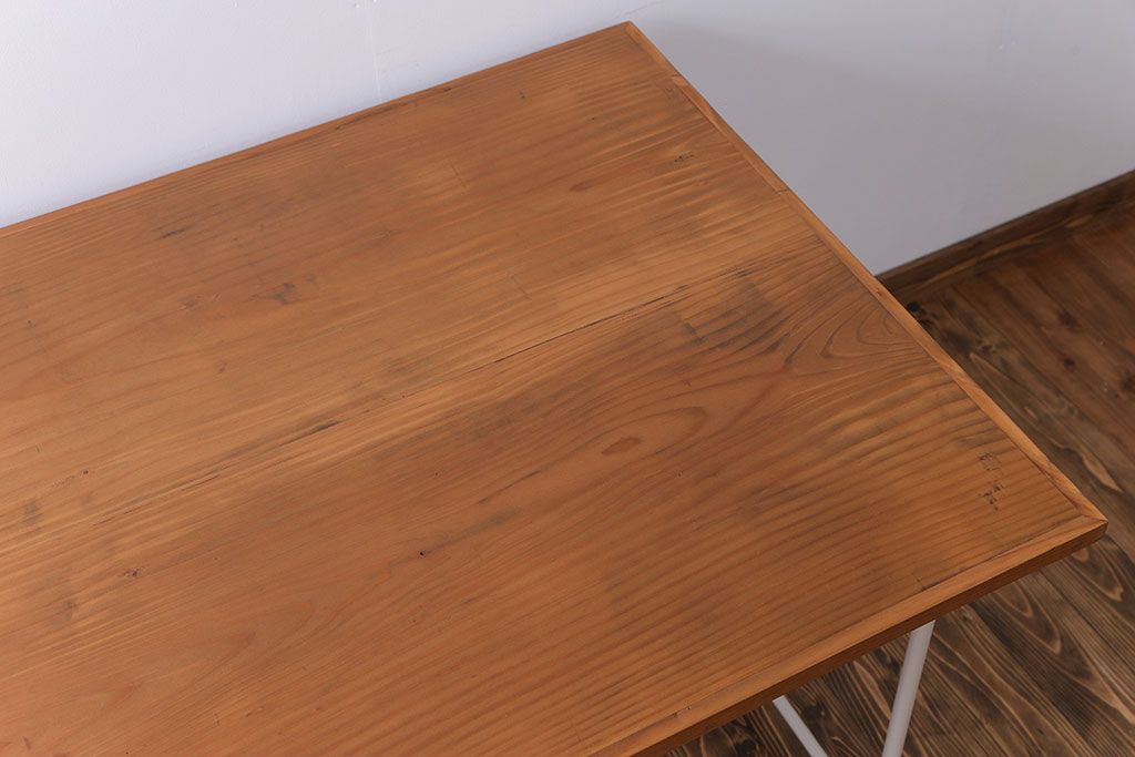 ラフジュ工房オリジナル　古材天板のH型テーブル