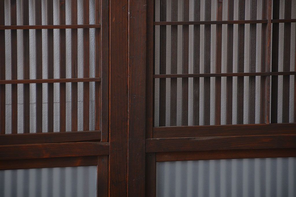古民具・骨董　裏障子、裏ガラス付き格子戸4枚