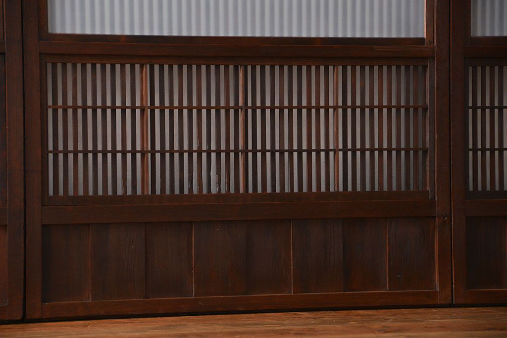 古民具・骨董　裏障子、裏ガラス付き格子戸4枚