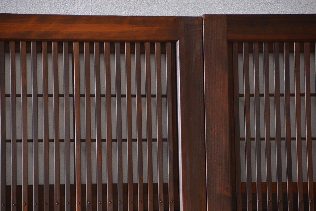 腰板欅材!裏障子付き上質な格子戸4枚セット