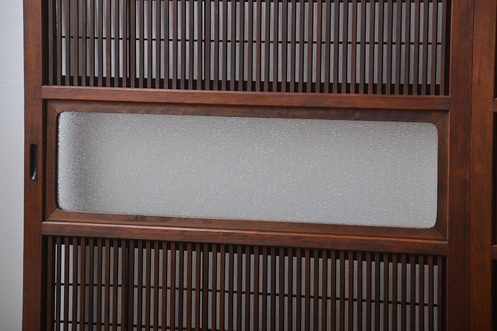 腰板欅材!裏障子付き上質な格子戸4枚セット