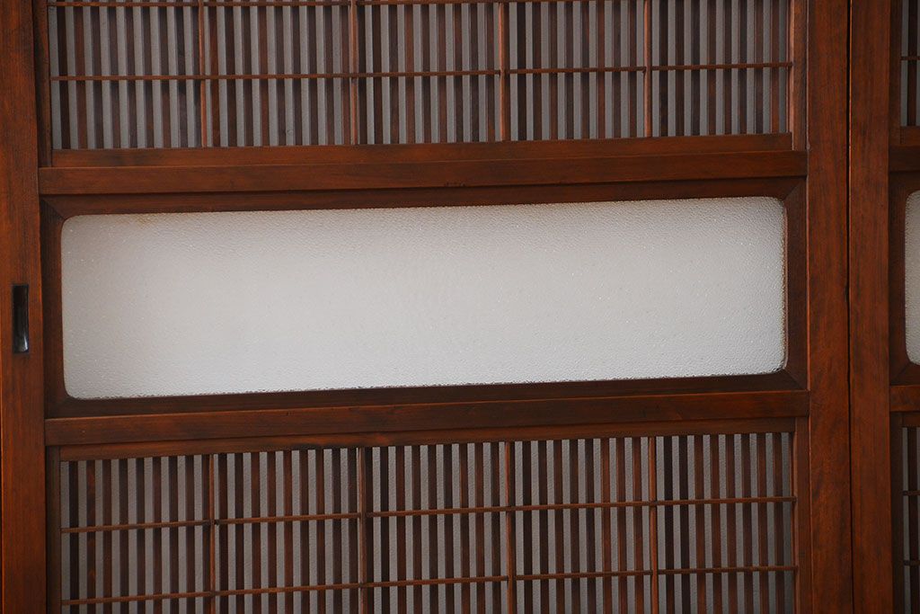 腰板欅材!裏障子付き上質な格子戸4枚セット