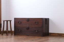 アンティーク家具　古民具・骨董　シンプルな時代箪笥ローボード(1)