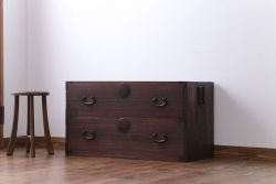 アンティーク家具　古民具・骨董　シンプルな時代箪笥ローボード(2)