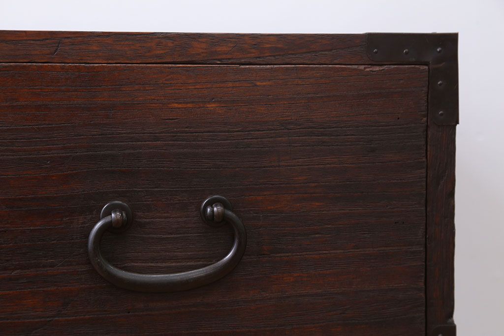 アンティーク家具　古民具・骨董　シンプルな時代箪笥ローボード(2)