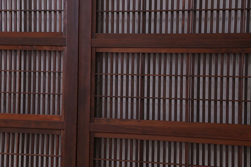 古民具・骨董　裏障子付き　格子戸4枚セット(4)