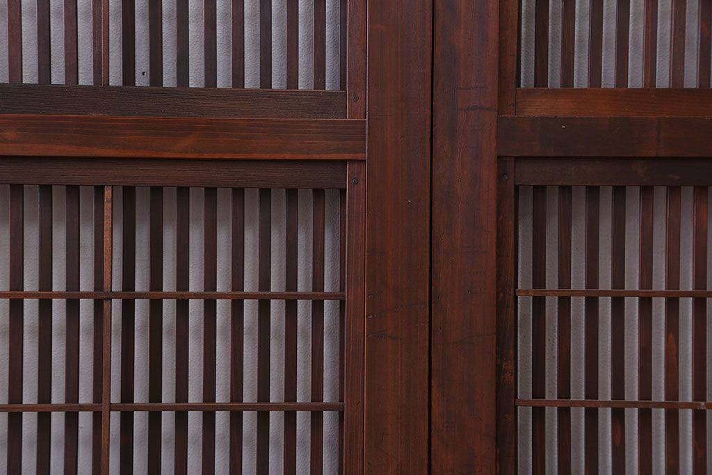 古民具・骨董　裏障子付き　格子戸4枚セット(4)