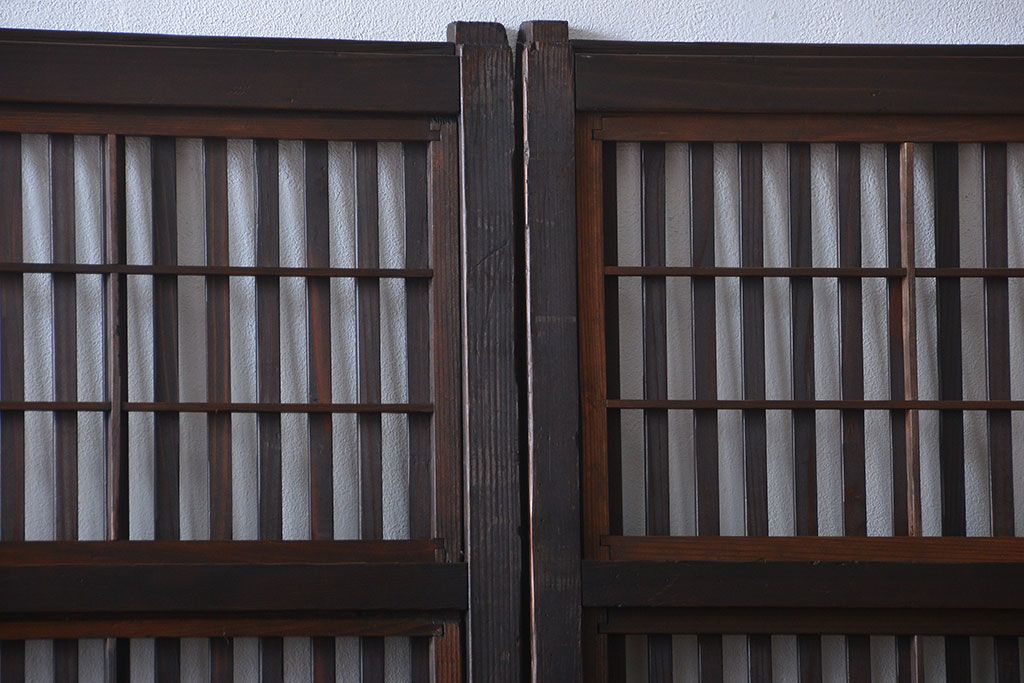 古民具・骨董　裏障子付き　格子戸2枚セット(1)