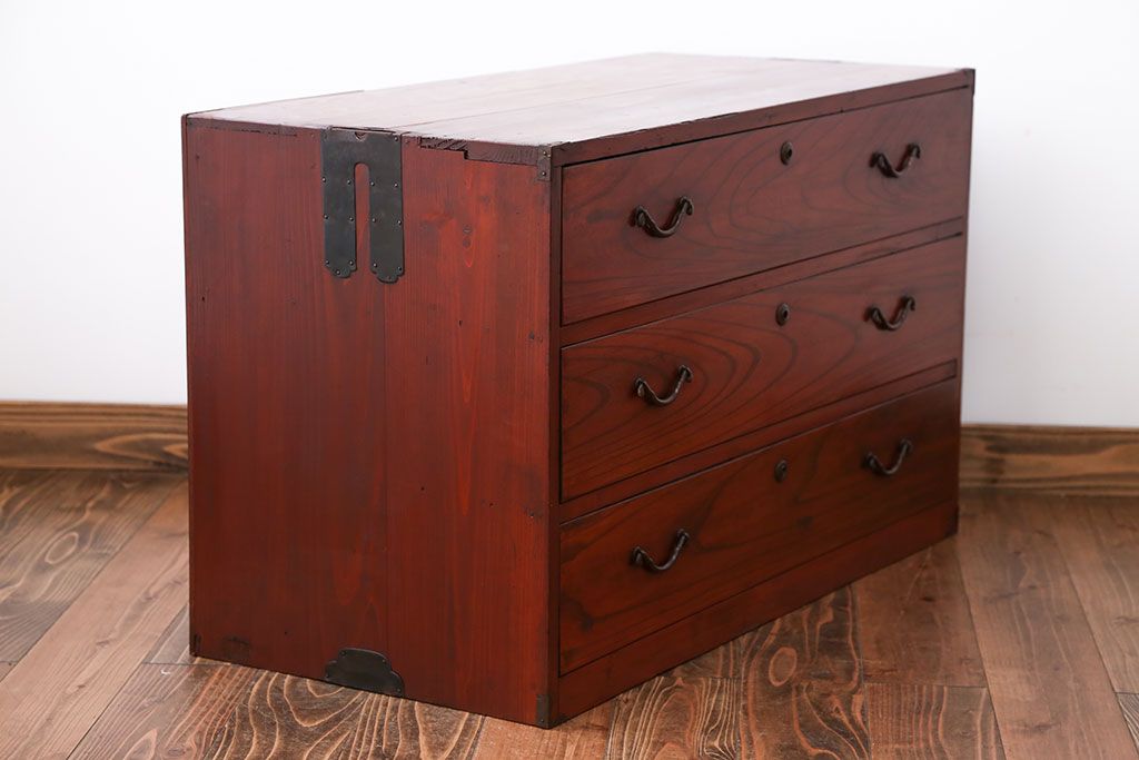 レトロ家具　昭和レトロ　欅材　時代箪笥ローボード(1)