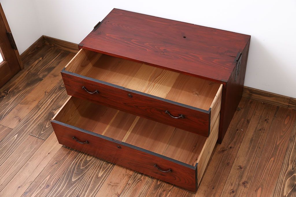 レトロ家具　昭和レトロ　欅材　時代箪笥ローボード(2)