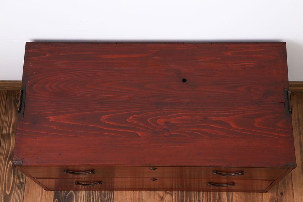 レトロ家具　昭和レトロ　欅材　時代箪笥ローボード(2)