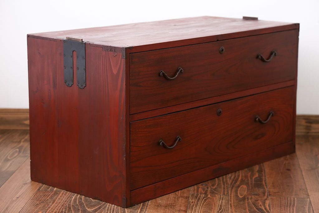 レトロ家具　昭和レトロ　欅材　時代箪笥ローボード(2)