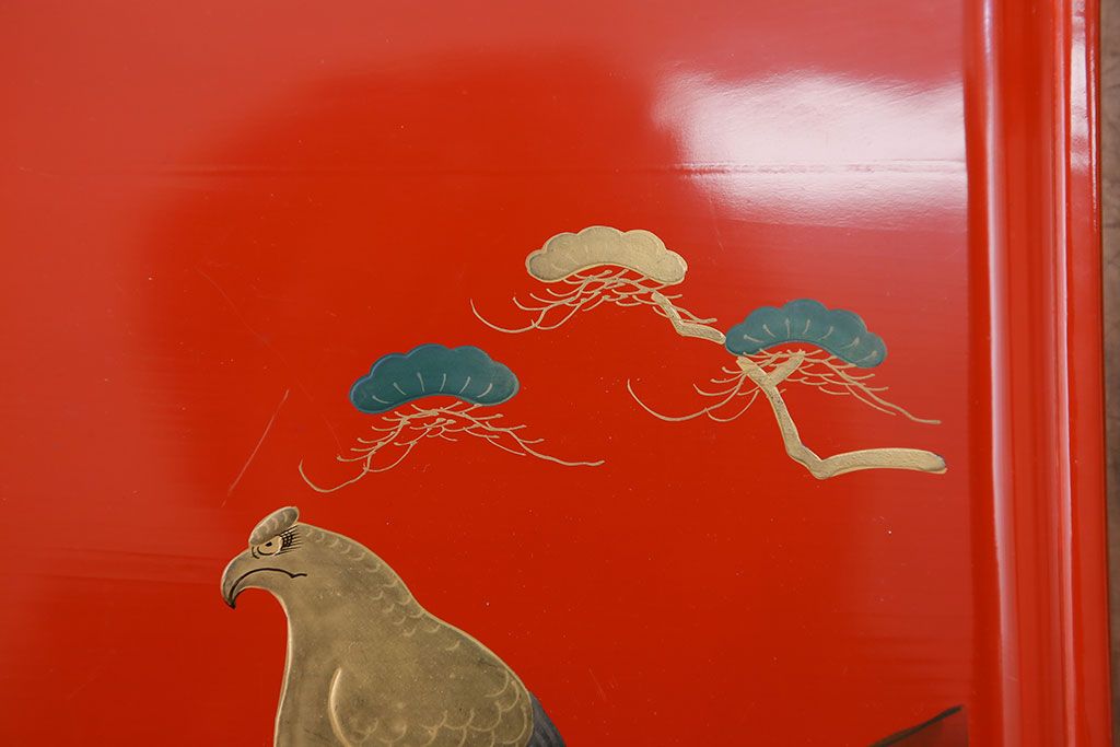 アンティーク雑貨　大正〜昭和初期 古い蒔絵の木製お膳 5枚(漆器)