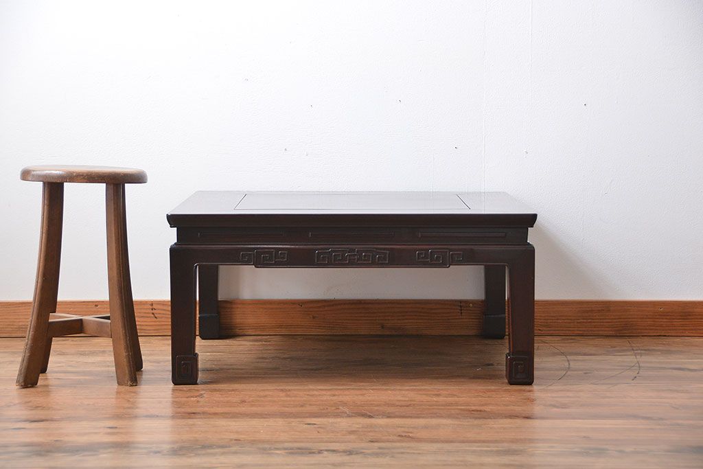 アンティーク家具　時代唐物　重厚な紫檀材座卓