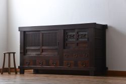 アンティーク家具　古民具・骨董　脚付き水屋箪笥サイドボード(2)