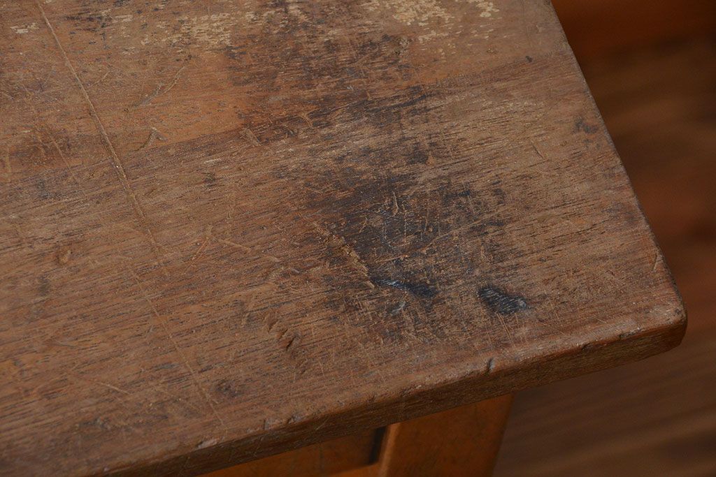 アンティーク家具　イギリスアンティーク　古い学校の作業台(7)