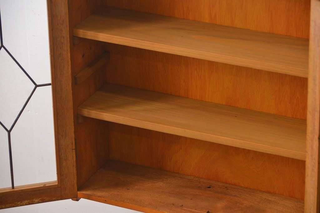 アンティーク家具　ステンドグラス戸　壁掛けキャビネット