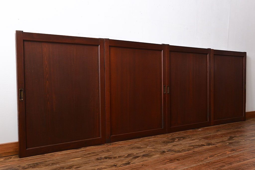 古民具・骨董　古い木の板戸4枚(窓)(1)