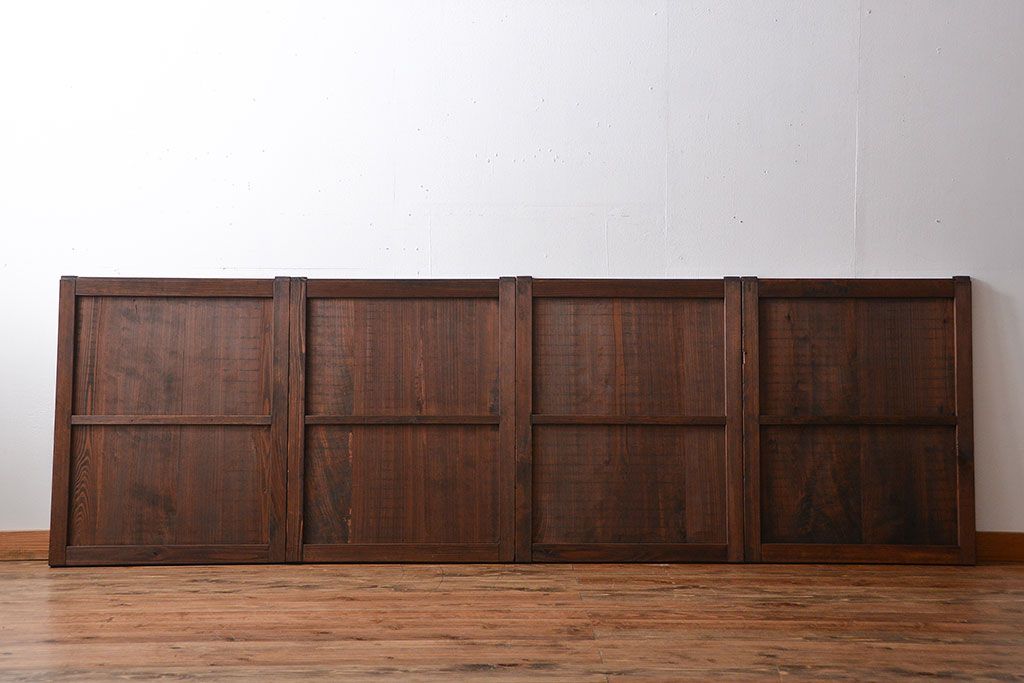 古民具・骨董　古い木の板戸4枚(窓)(2)