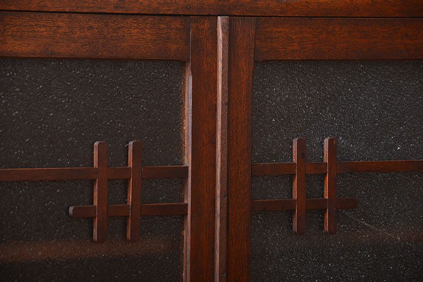 レトロ家具　昭和レトロ　ダイヤガラス入り本箱