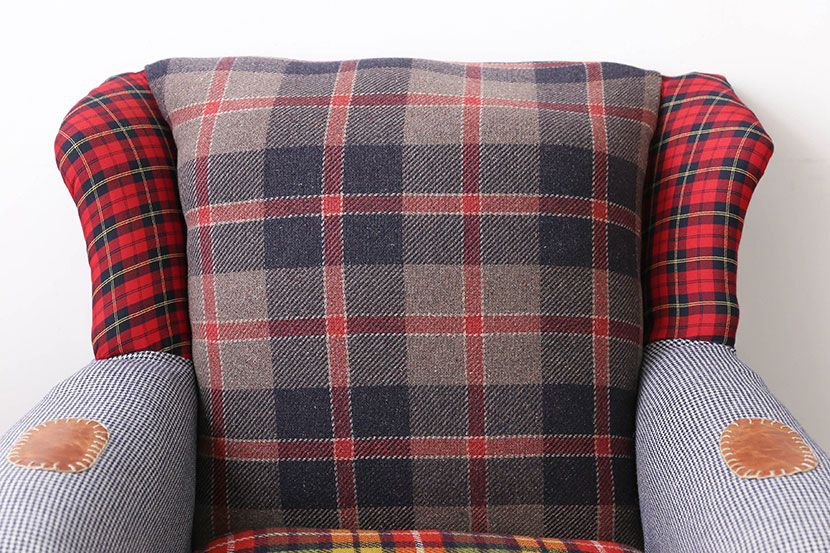 ヴィンテージ家具　イギリスビンテージ　パッチワークウィングソファ