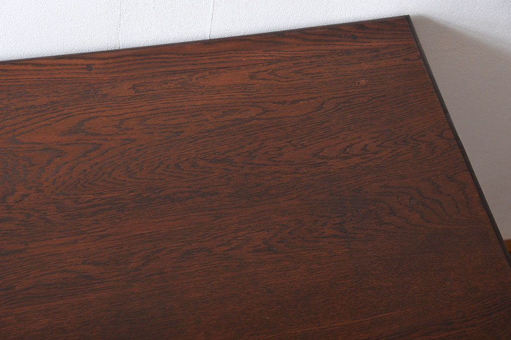 レトロ家具　昭和レトロ　ナラ材の両袖机