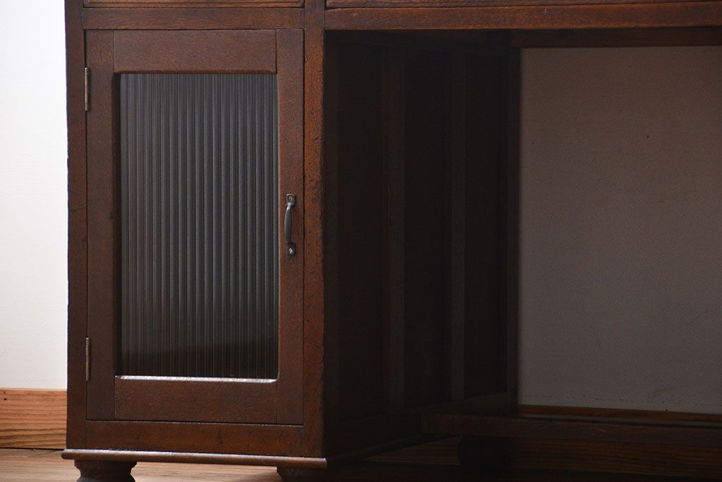 レトロ家具　昭和レトロ　ナラ材の両袖机