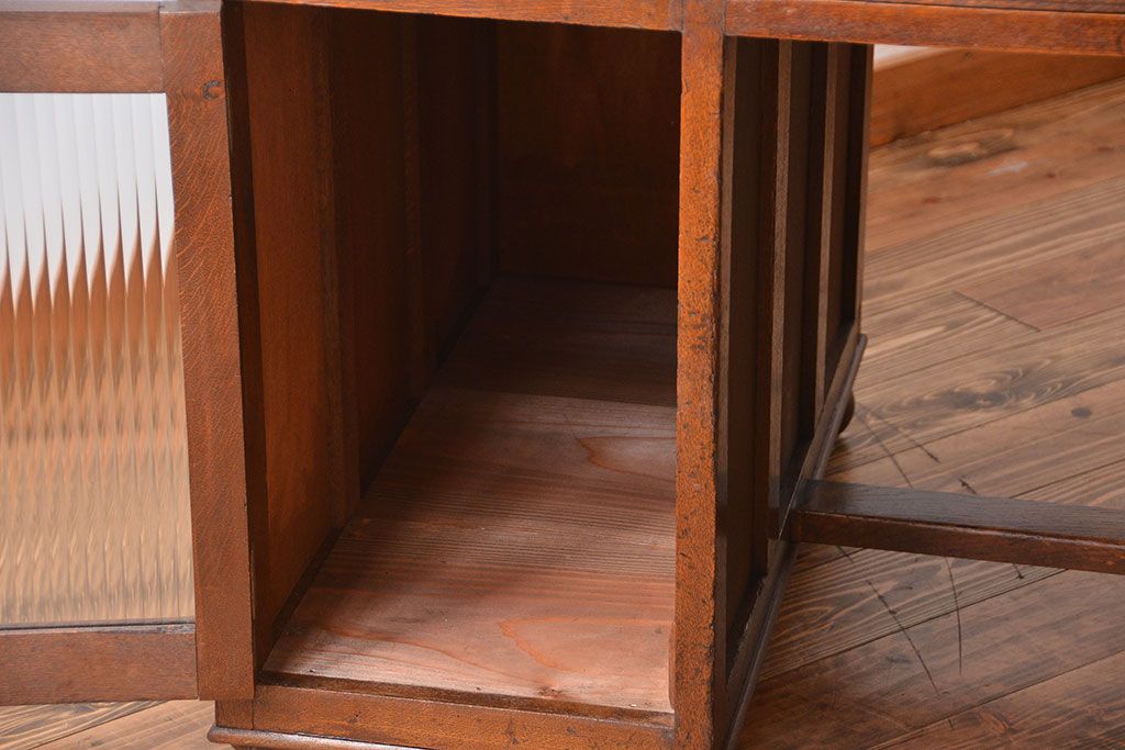 レトロ家具　昭和レトロ　ナラ材の両袖机