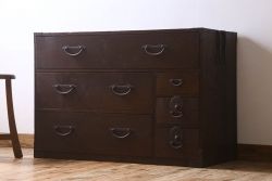 アンティーク家具　味のある古い木の衣装箪笥(チェスト)　古民具・骨董
