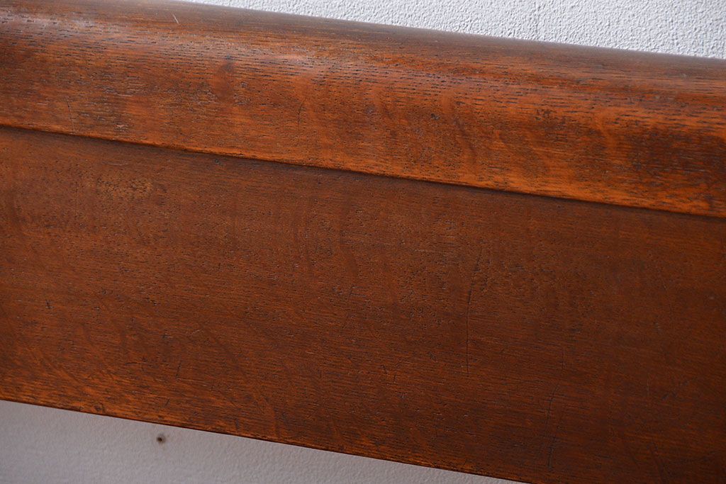 レトロ家具　昭和レトロ　ナラ材のベンチ(2)