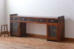 アンティーク家具　アンティーク　特大!古い木製のダイヤガラス入りカウンターテーブル