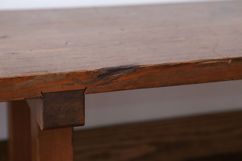 アンティーク家具　アンティーク　DIYにもぴったり!古い木のシンプルな長テーブル(2)