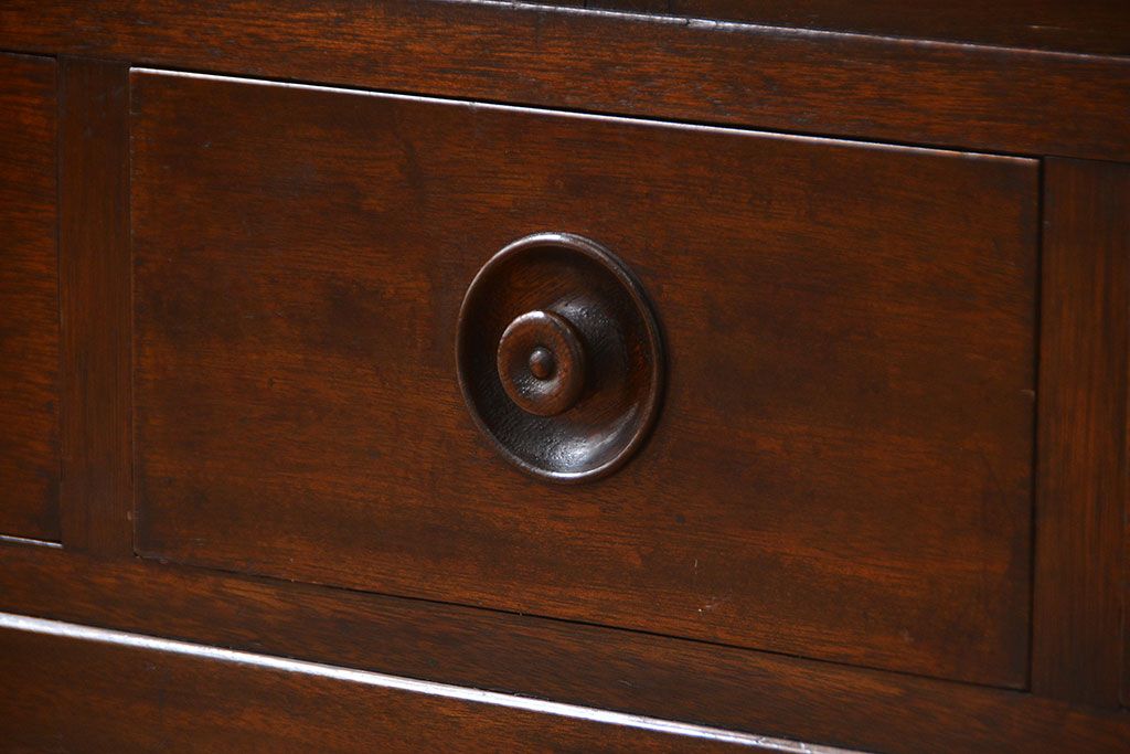 レトロ家具　昭和レトロ　作業台付き古い木製のキッチンキャビネット