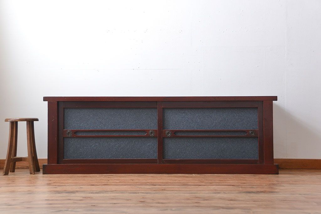 アンティーク家具　和モダンスタイル!　六尺　鏡板和紙貼りのおしゃれな水屋箪笥ローボード(テレビ台、キャビネット、収納棚)