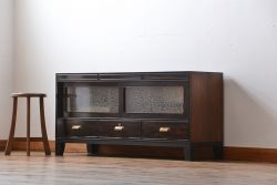 アンティーク家具　アンティーク　前面黒檀材!脚付きローボード