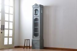 アンティーク家具　アンティークペイント　大きな古いホールクロック収納棚