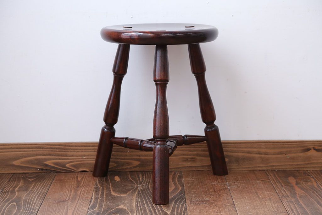 中古　松本民芸家具　三脚スツール(1)