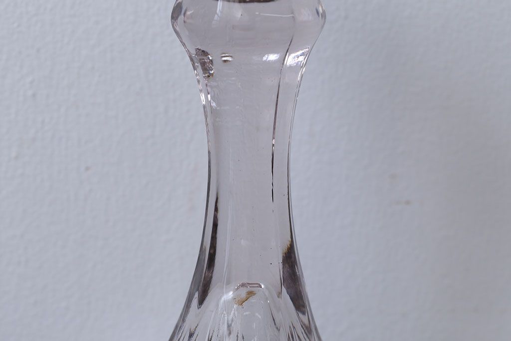 アンティーク雑貨　イギリスアンティーク　クリアガラスのキャンドルスタンドペア2つセット