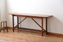 アンティーク家具　アンティーク　古い木製の薄型テーブル(カウンターテーブル・作業台)