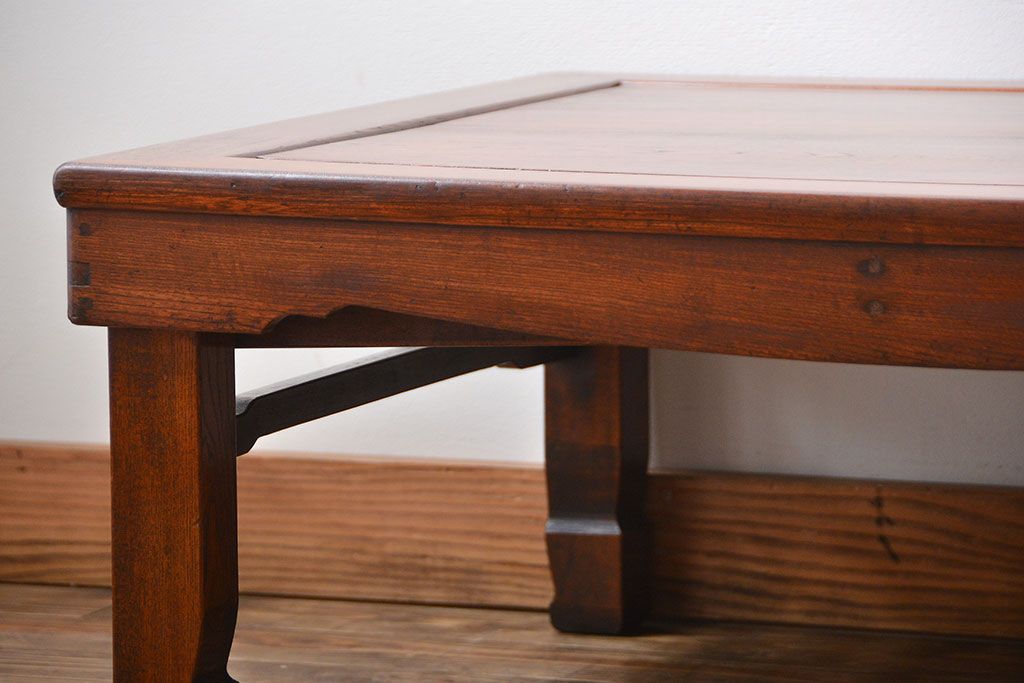 レトロ家具　昭和レトロ　古い木の正方形角ちゃぶ台