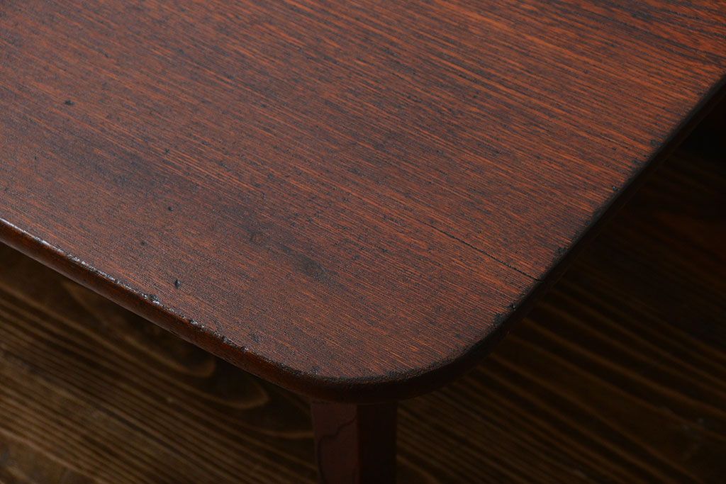 レトロ家具　昭和レトロ　古い木の長方形角ちゃぶ台
