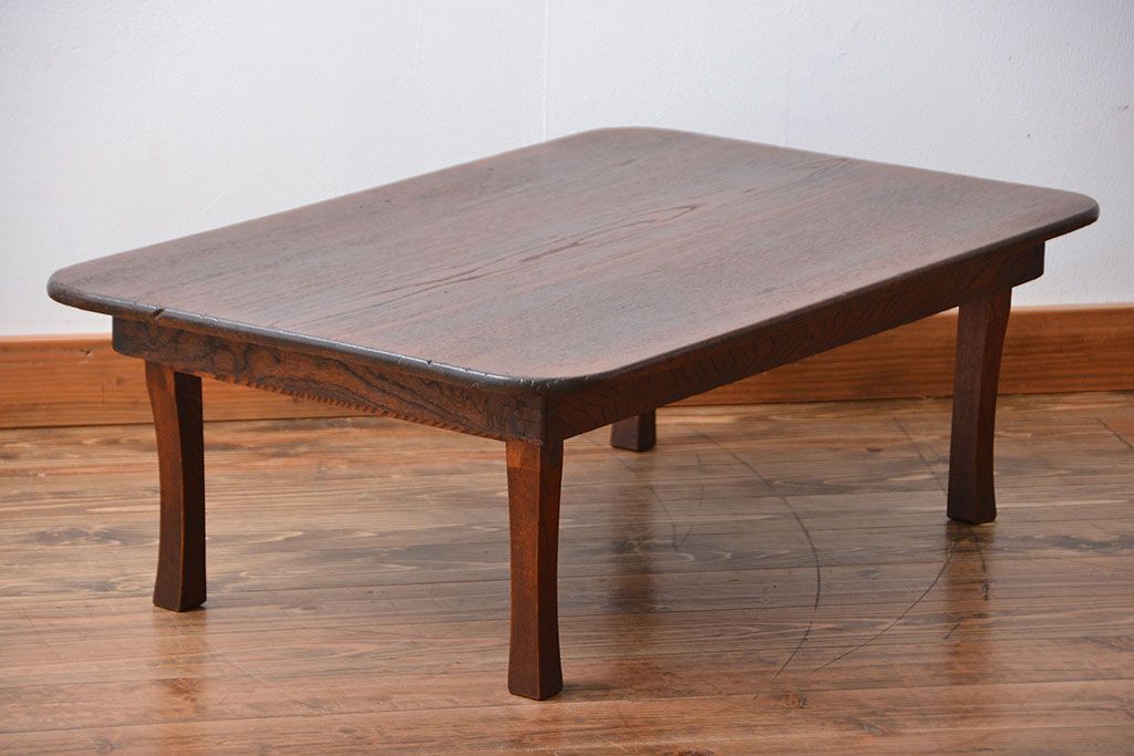 レトロ家具　昭和レトロ　古い木の長方形角ちゃぶ台