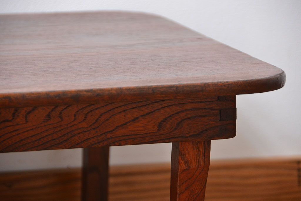 レトロ家具　昭和レトロ　古い木の長方形角ちゃぶ台