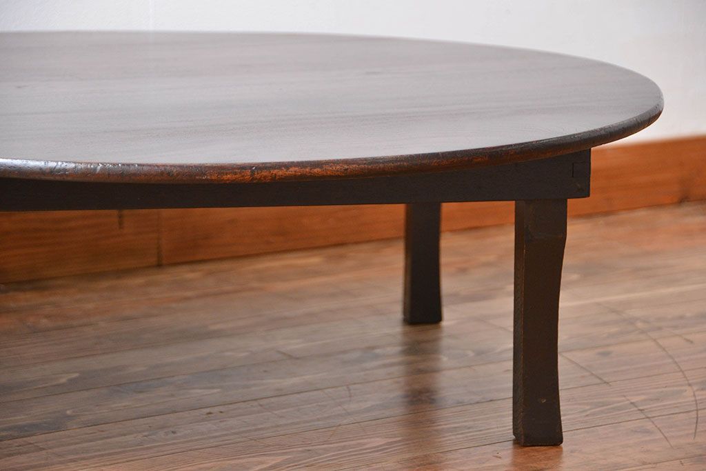 レトロ家具　昭和レトロ　脚折り畳み式!古い木製のアンティーク丸ちゃぶ台
