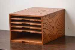 アンティーク家具　和製アンティーク　古い欅材の小さな書類ケース(2)