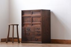 アンティーク家具　古民具・骨董　三方欅材の上質なアンティーク茶箪笥