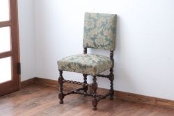 中古　イギリス製　オーク材の優雅なツイストレッグダイニングチェア(1)